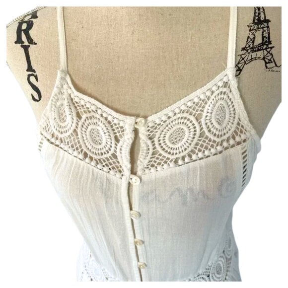 Amuse Society Embroidered Maxi Dress Cream White Size S - Picture 6 of 7